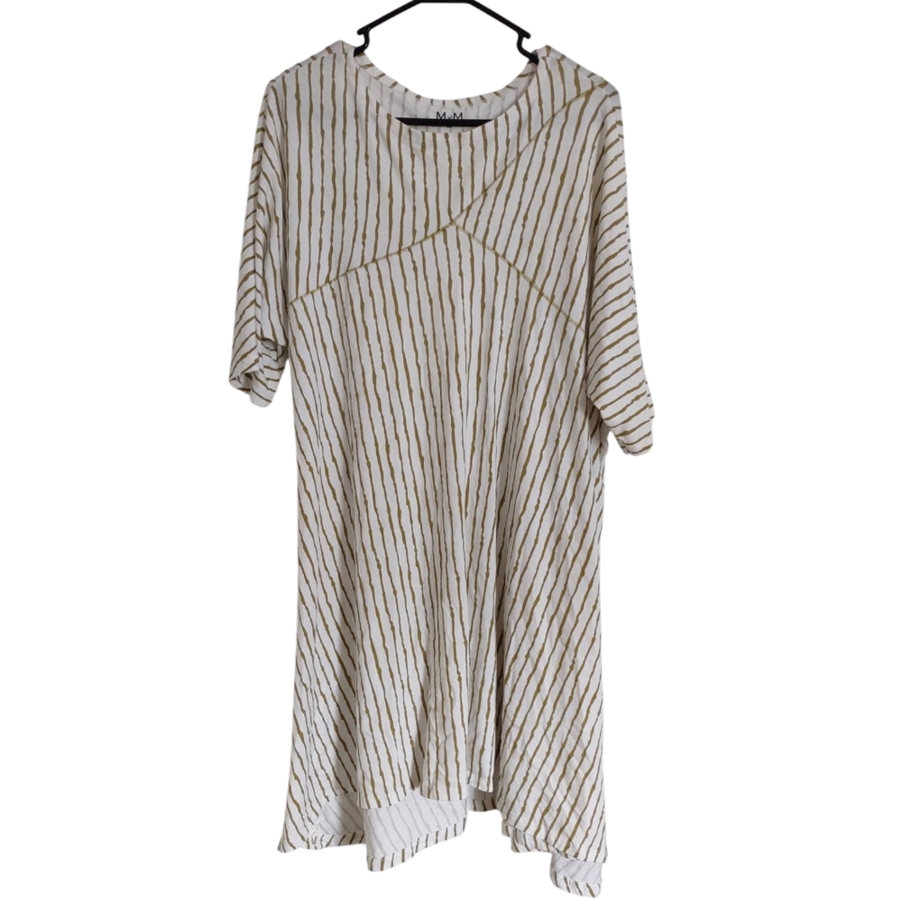 M x Matthildur Womens Stripe Dress Size M/L Cream Green